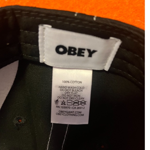 Obey black 100% cotton small logo topstitched cap NWT - Picture 6 of 8